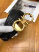 High Quality Salvatore Ferragamo Black Leather Belt - All Gold Gancio Buckle (3)_th.jpg